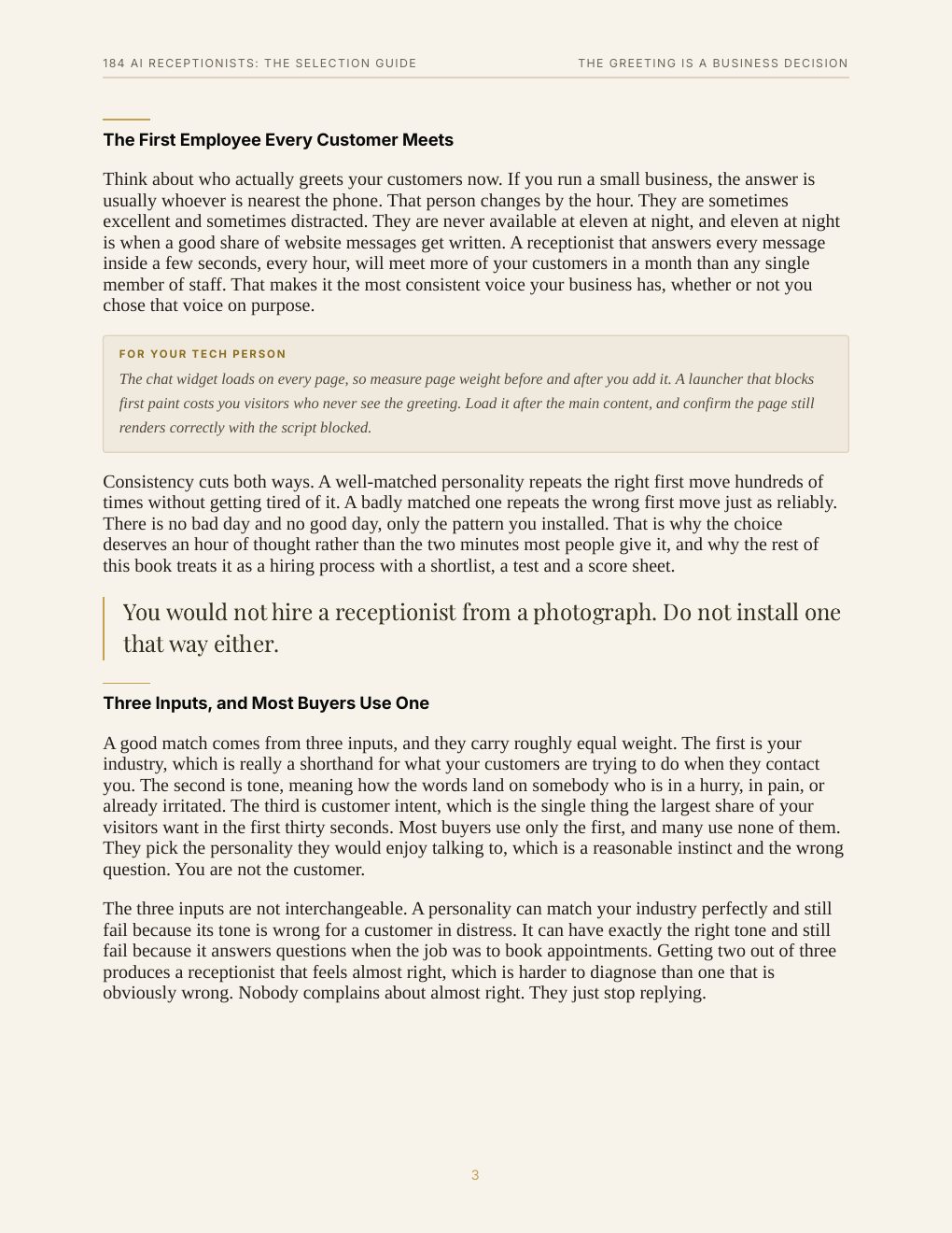 184 AI Receptionists: The Selection Guide, preview page 12