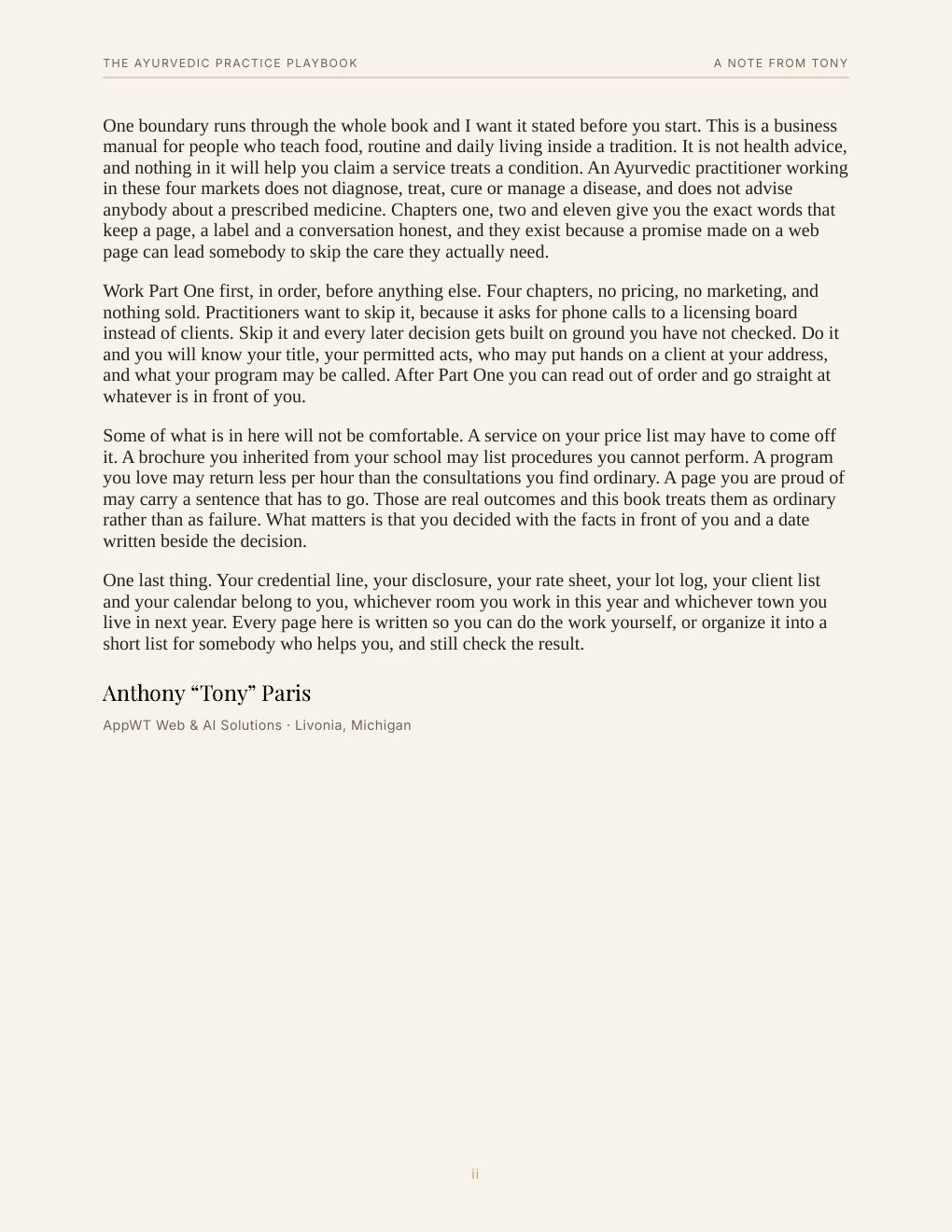 The Ayurvedic Practice Playbook, preview page 5