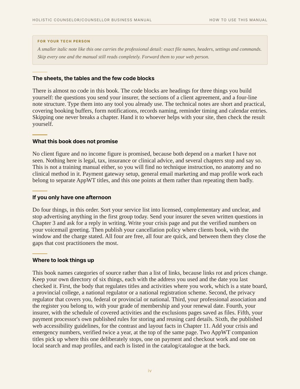Holistic Counselor/Counsellor Business Manual, preview page 7