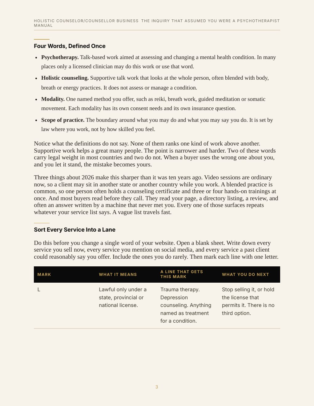 Holistic Counselor/Counsellor Business Manual, preview page 12