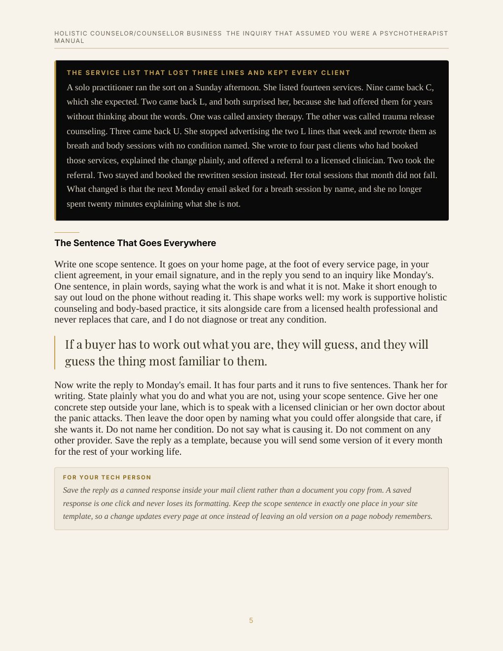 Holistic Counselor/Counsellor Business Manual, preview page 14