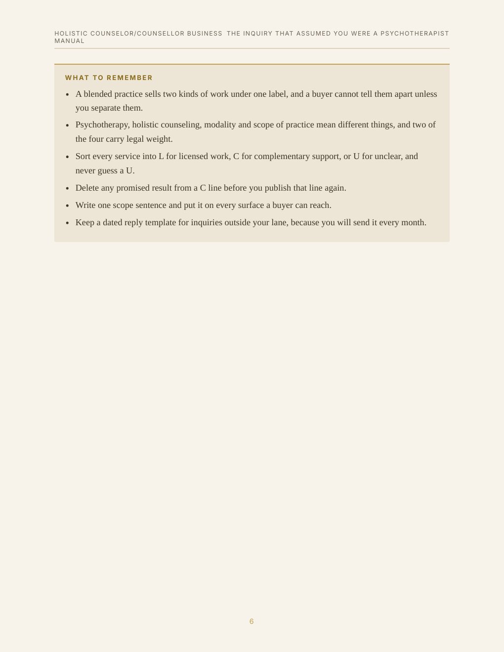 Holistic Counselor/Counsellor Business Manual, preview page 15