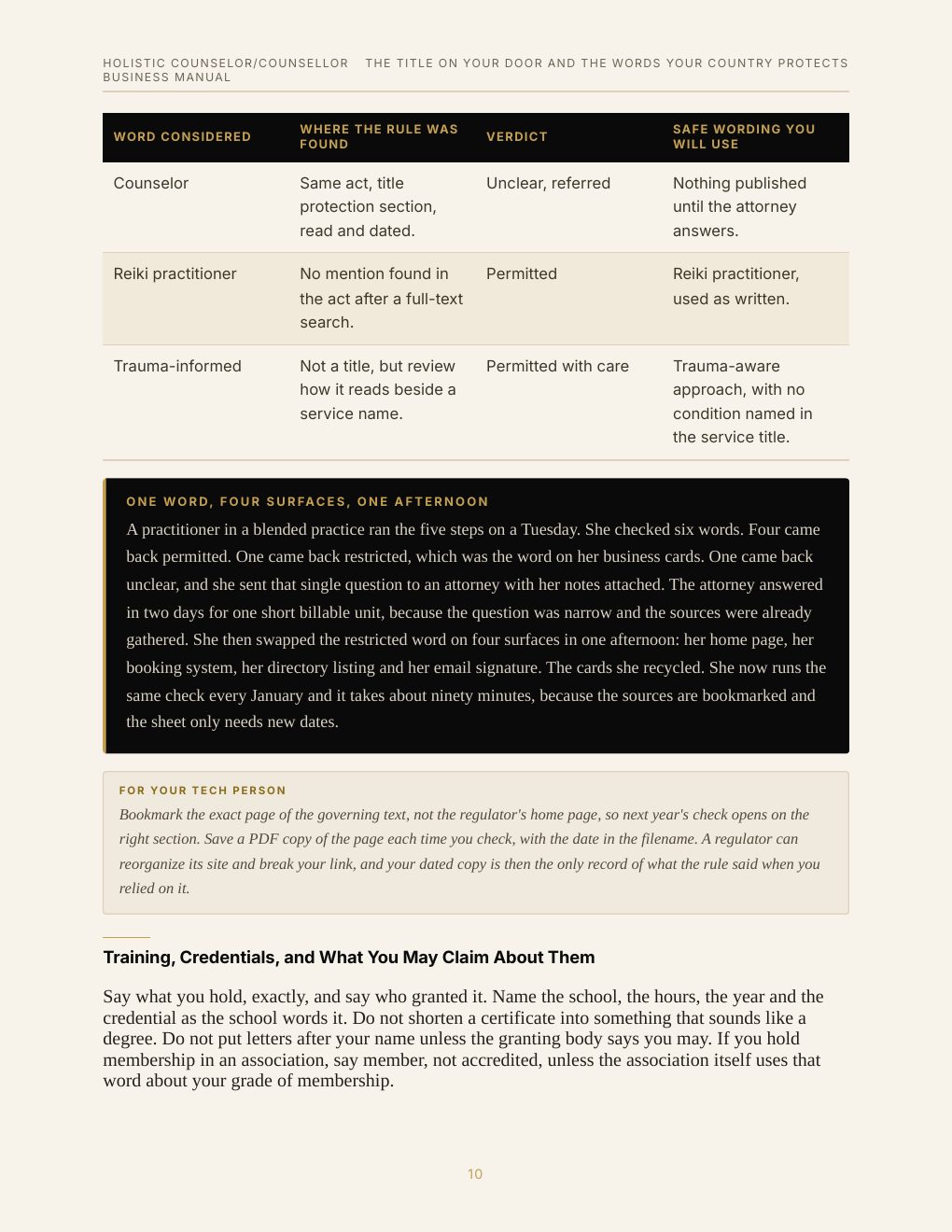 Holistic Counselor/Counsellor Business Manual, preview page 19