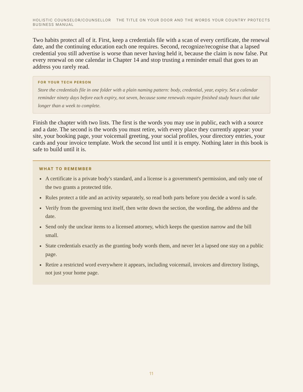 Holistic Counselor/Counsellor Business Manual, preview page 20