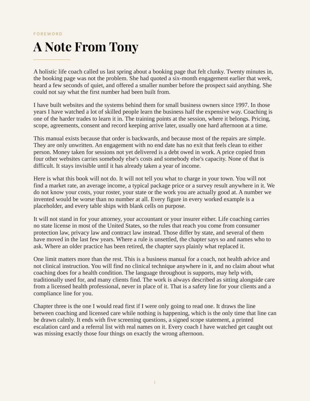 The Grounded Coach's Business Manual, preview page 4