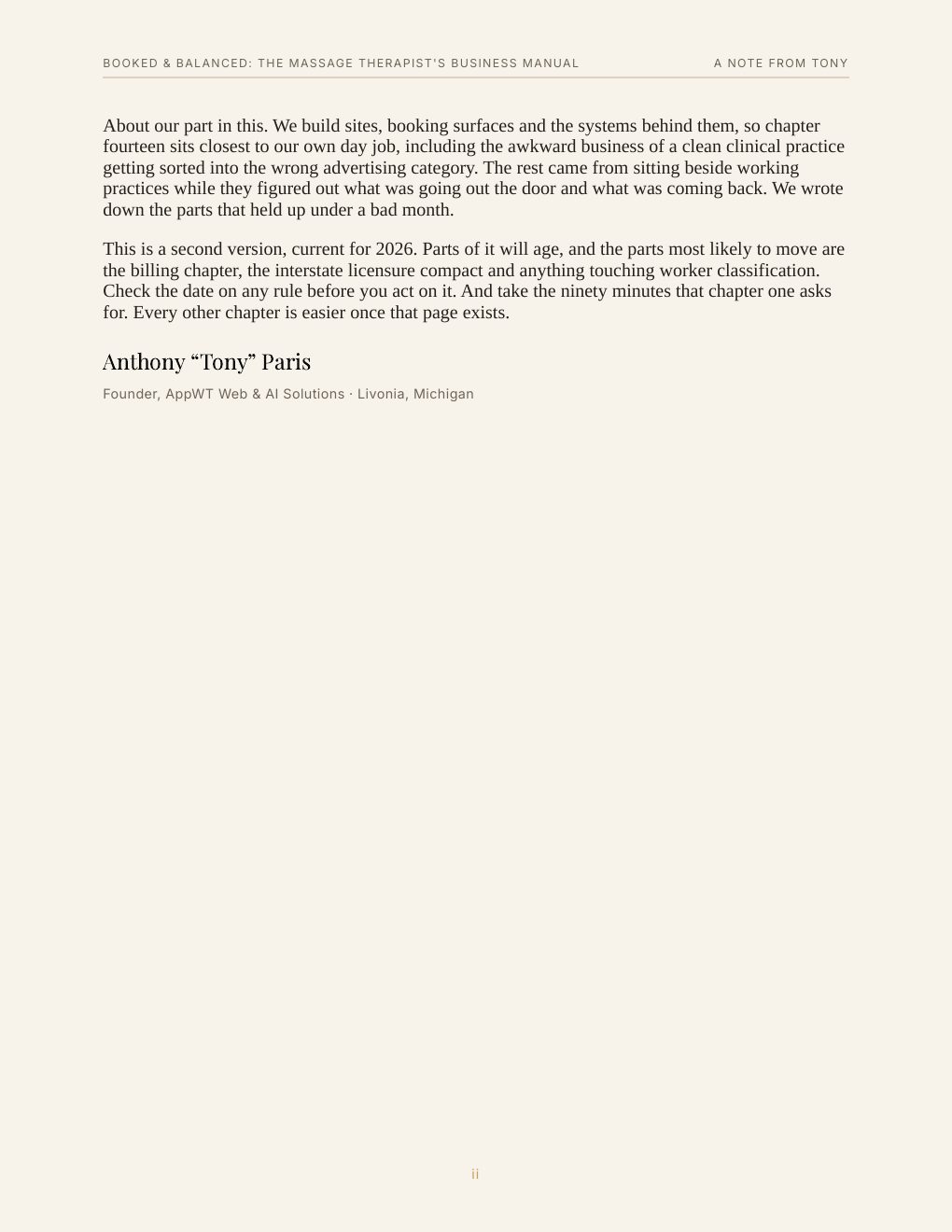 Booked & Balanced: The Massage Therapist's Business Manual, preview page 5