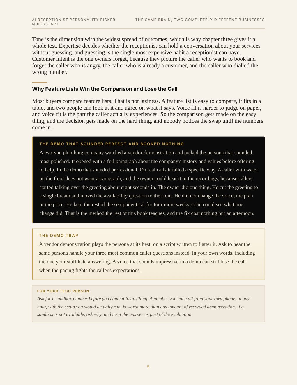 AI Receptionist Personality Picker Quickstart, preview page 13