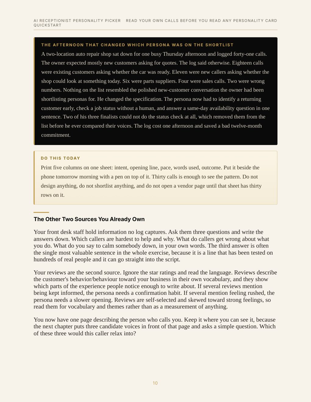 AI Receptionist Personality Picker Quickstart, preview page 18