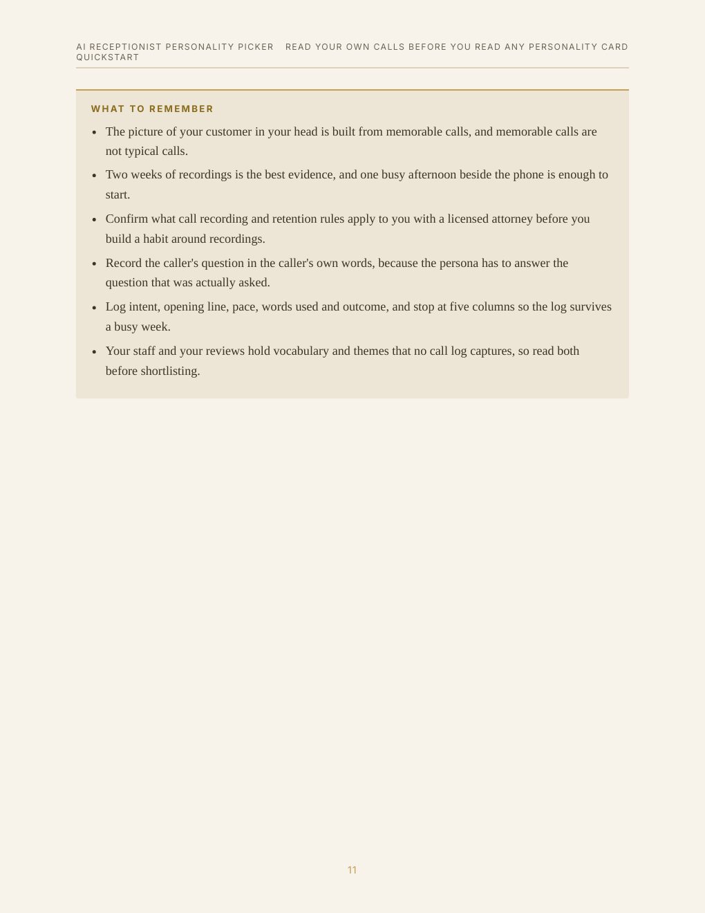 AI Receptionist Personality Picker Quickstart, preview page 19
