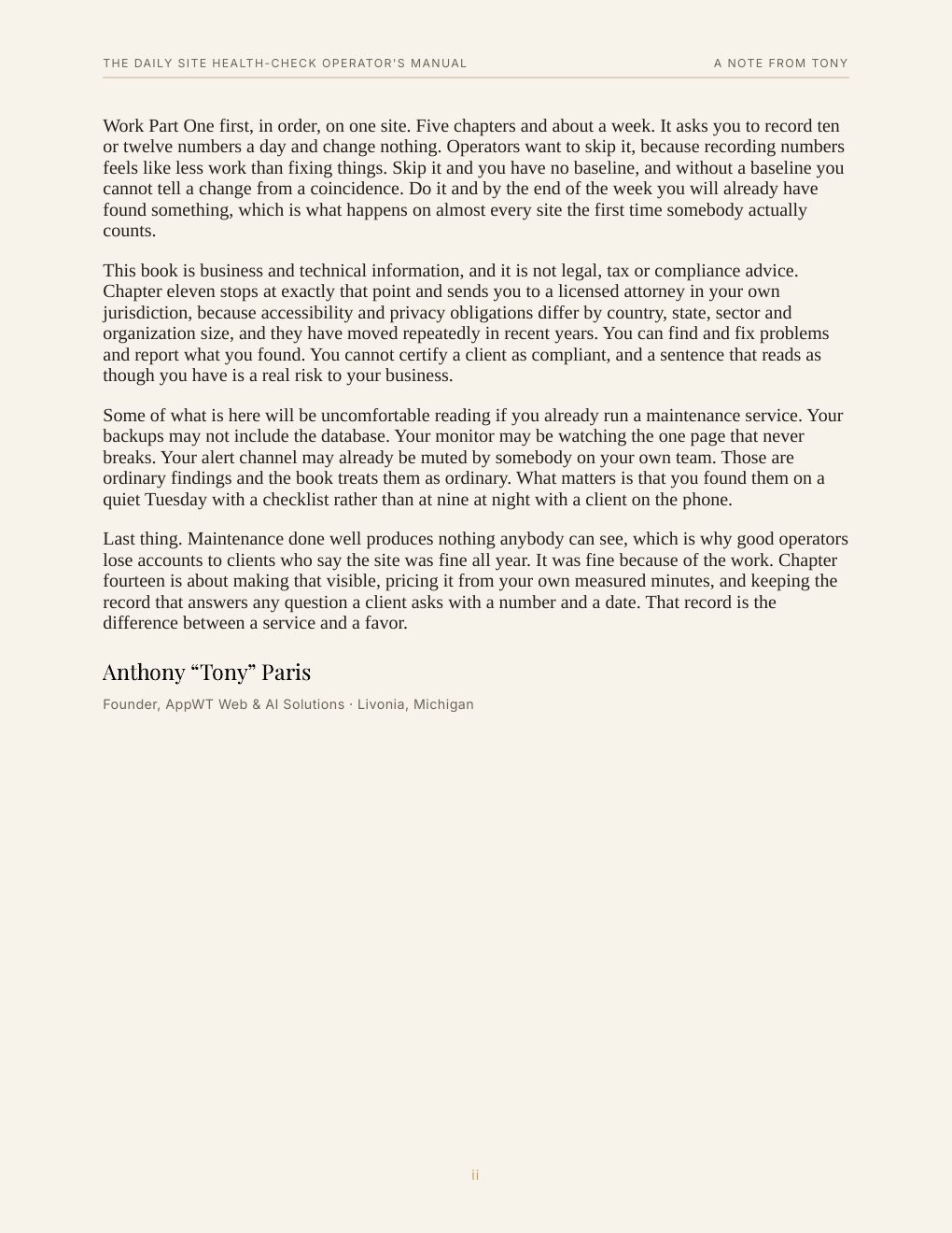 The Daily Site Health-Check Operator's Manual, preview page 5
