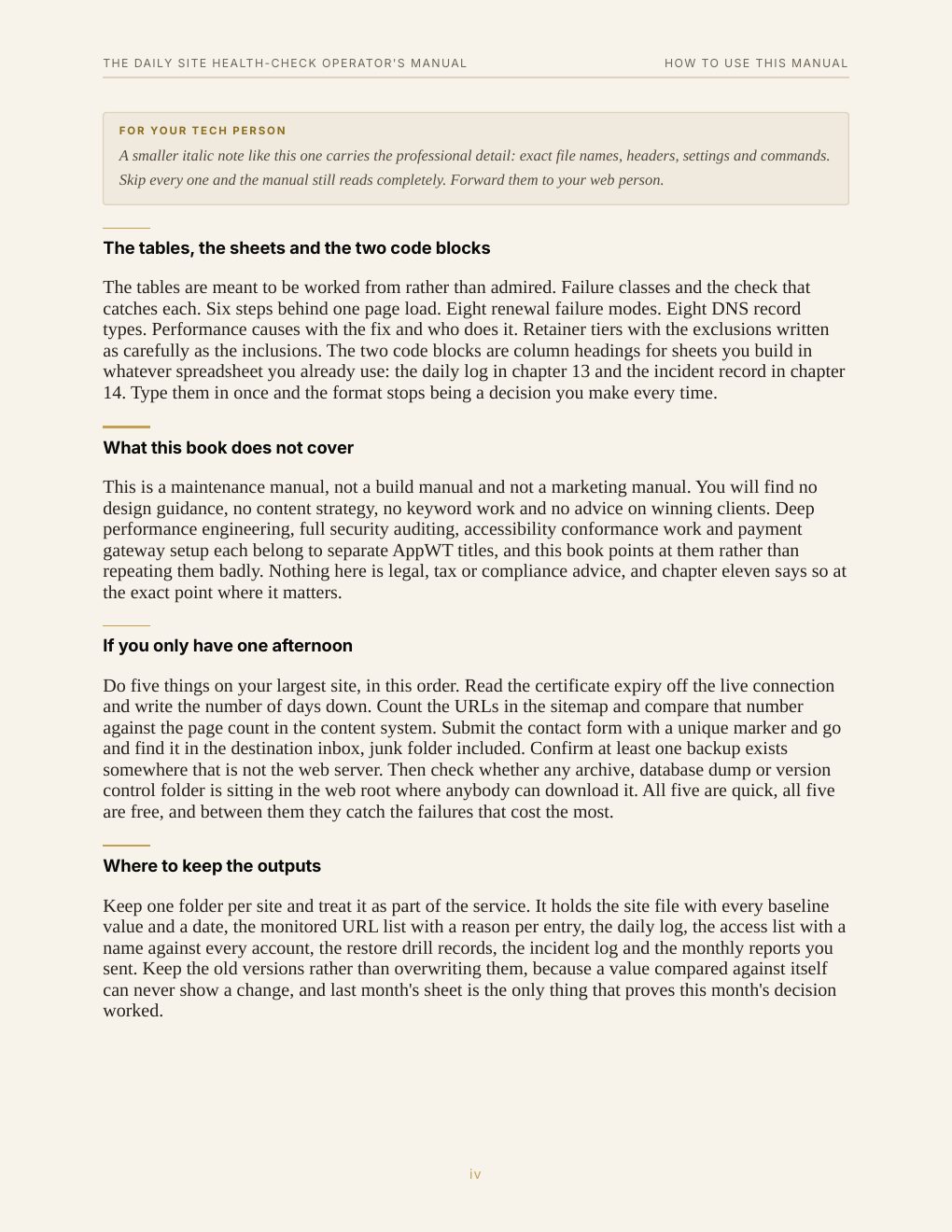 The Daily Site Health-Check Operator's Manual, preview page 7