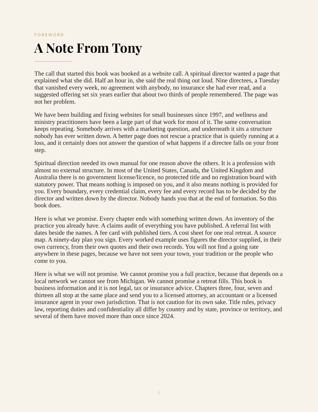 Spiritual Director Business Manual, preview page 4