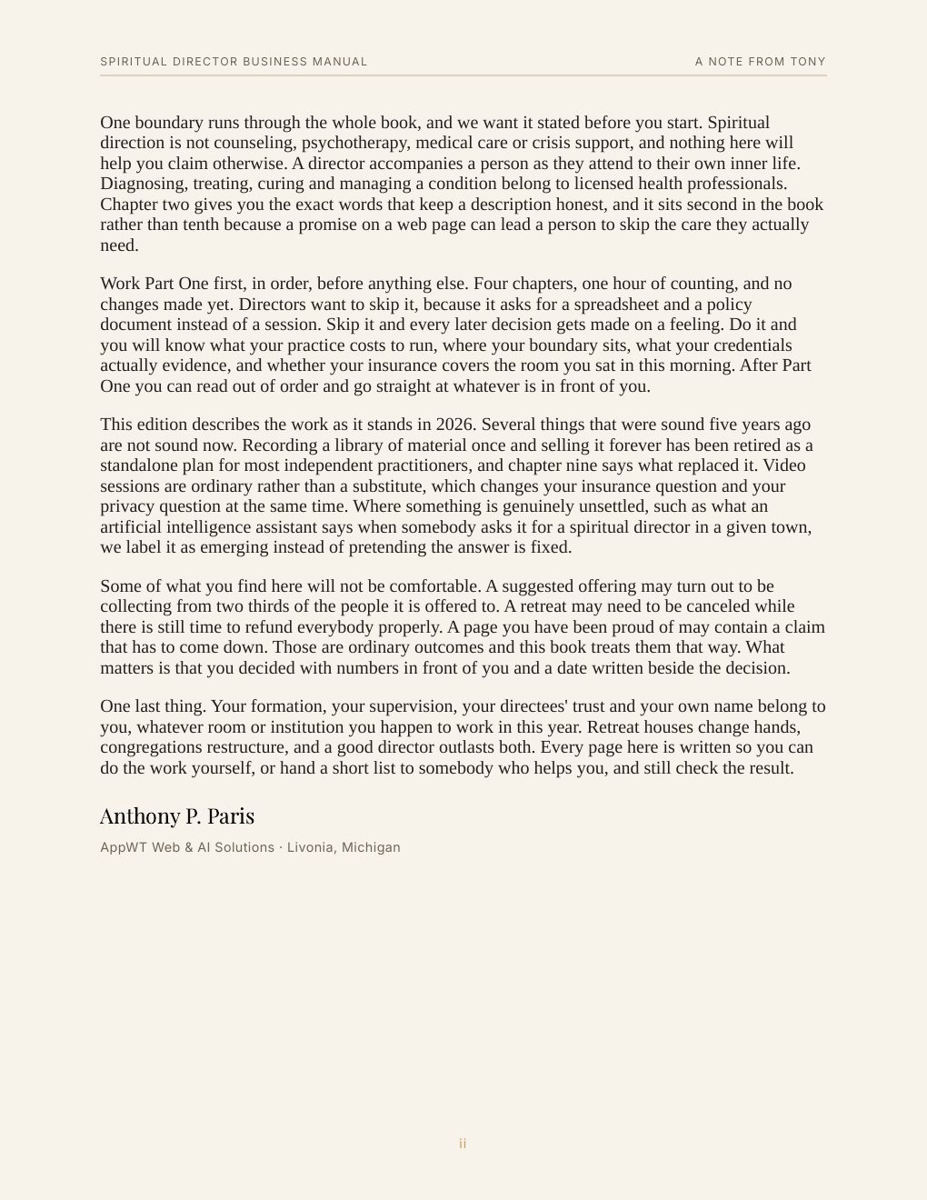 Spiritual Director Business Manual, preview page 5
